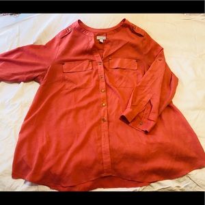 Orange button down 3x